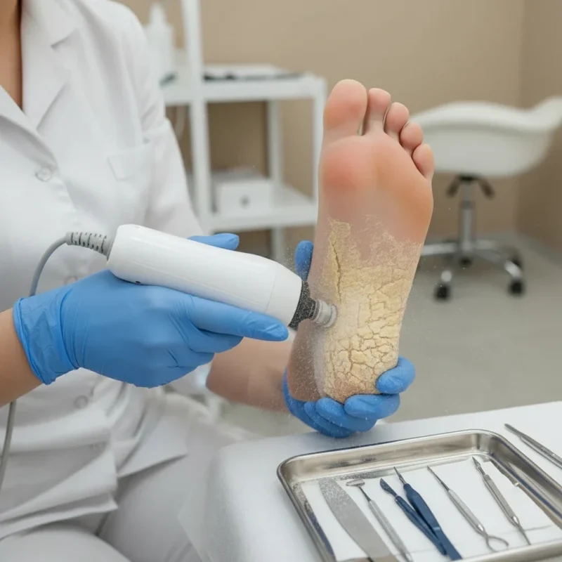 کف‌سابی پا با دستگاه | درمان پینه و ترک‌های دردناک کف پا